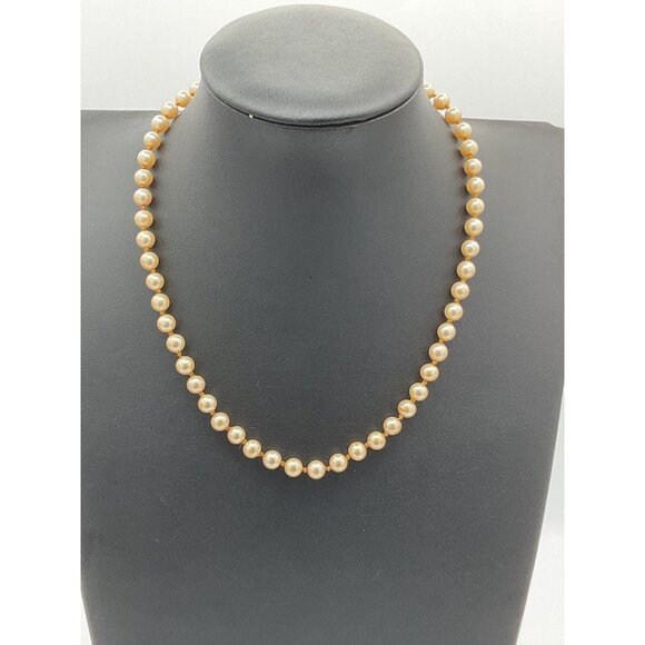 Vintage Faux Pearl Necklace With Filigree Clasp 16" Length - Picture 1 of 4